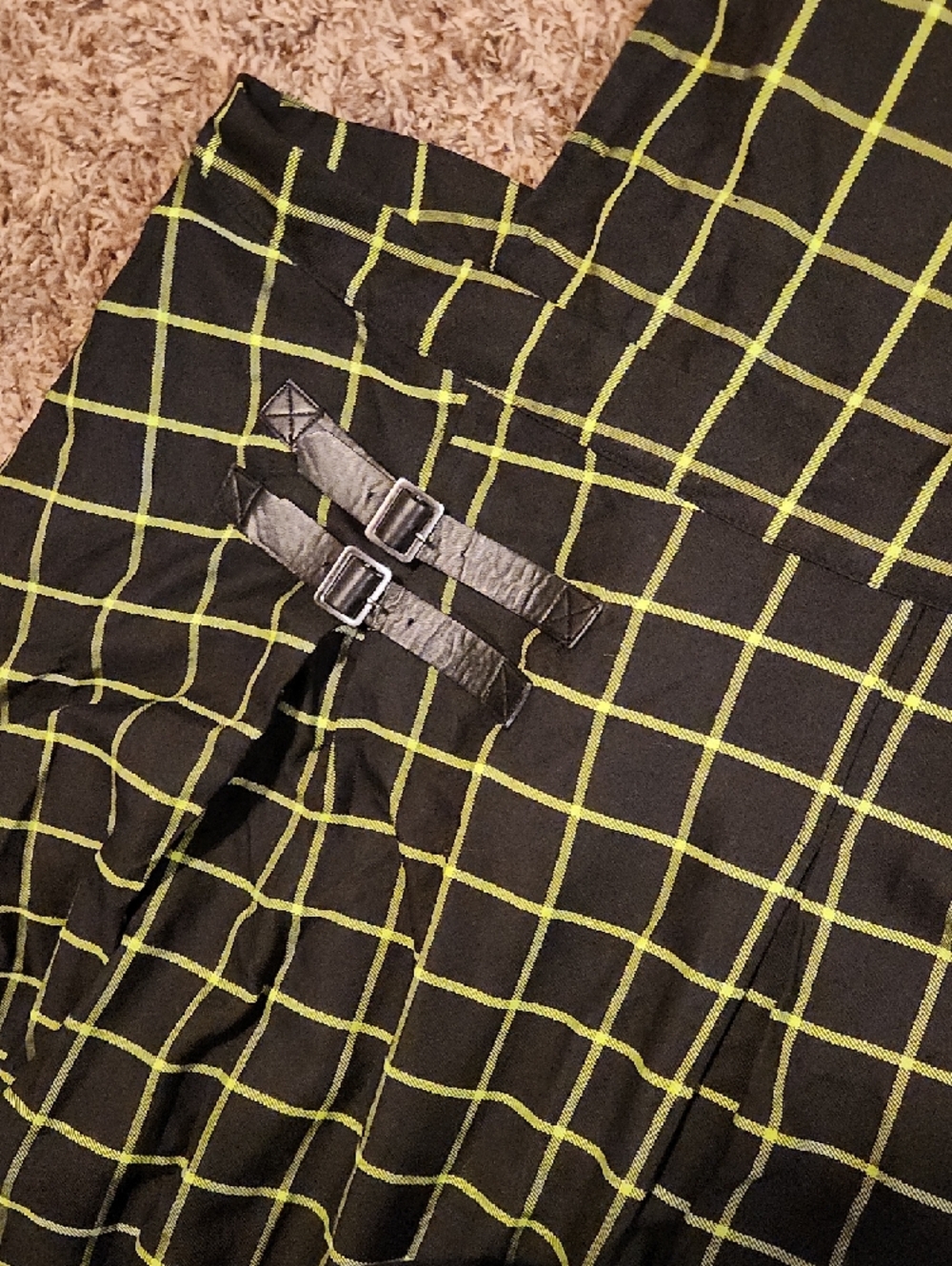 Hot Topic Black Dress with Neon Lime Grid - Picture 4 of 7